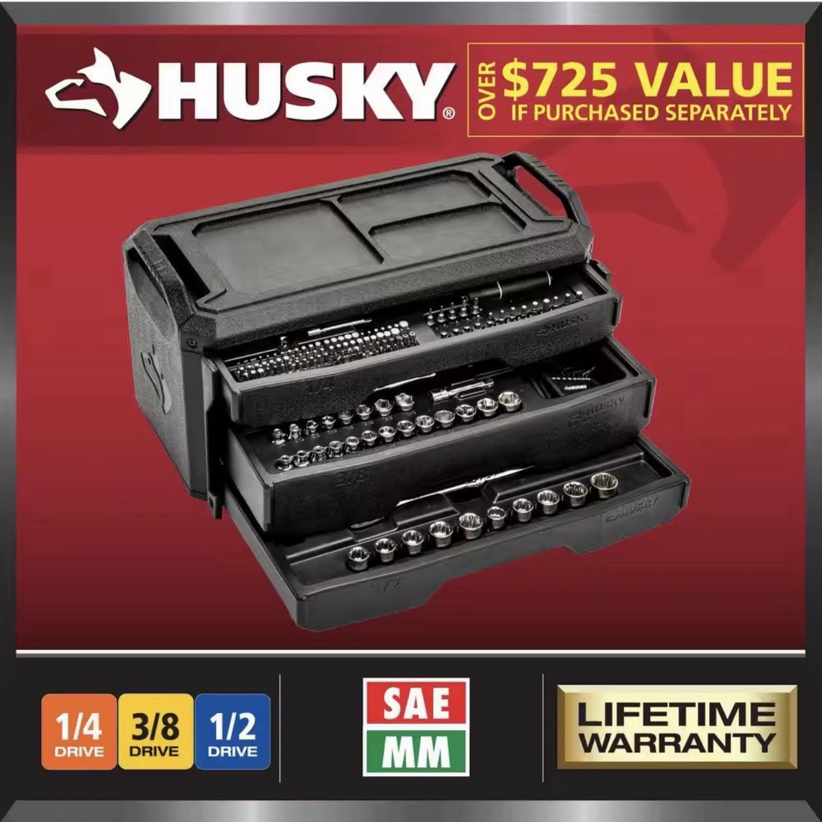 NEW & FACTORY SEALED - 280 Piece Husky Mechanics Tool Set | FREE