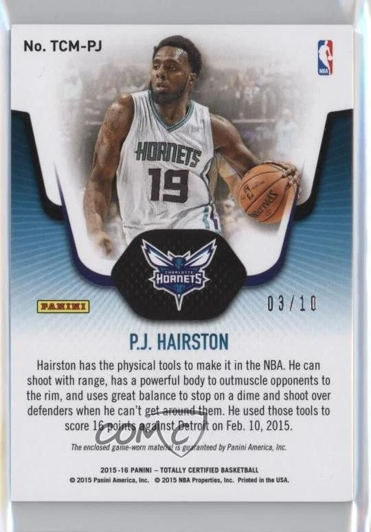 2015-16 Panini Totally Certified Materials Gold /10 PJ Hairston #TCM-PJ - Image 2 of 2