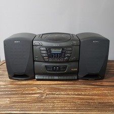 Sony Boombox Vintage Mega Bass CD Dual Cassette AMFM CFD-ZW160 Tested Works