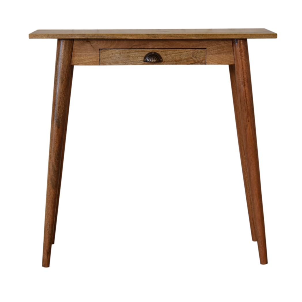 Artisan Furniture Mini Oak Single Drawer Nordic Style Mango Wood Writing Desk - Image 2