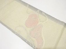 7287946: JAPANESE KIMONO / ANTIQUE SUMMER FUKURO OBI / SILK / WOVEN WAVE