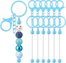 6Pcs Beadable Keychain Bars Blanks Bead Keychain Bar Metal Beaded Keychains for