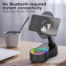 Portable Wireless Charging Bluetooth Speaker With Phone Holder 5W RGB 1500mAh