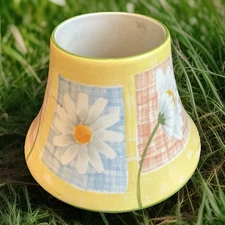 Yankee Candle Ceramic Shade Candle Jar Cover Topper Spring Daisy Print EUC