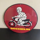 VINTAGE MICHELIN TIRES MOTOR CYCLE GASOLINE OIL PORCELAIN SIGN
