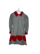 VTG Simi Dress Prairie Checkered Heart Corduroy Neiman Marcus Sz 7 Girl