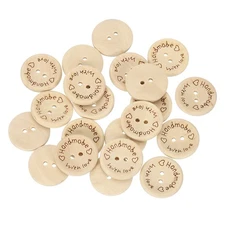100pcs 2 Hole Craft Sewing Button 25mm Handmade Wood Round Buttons, Yellow