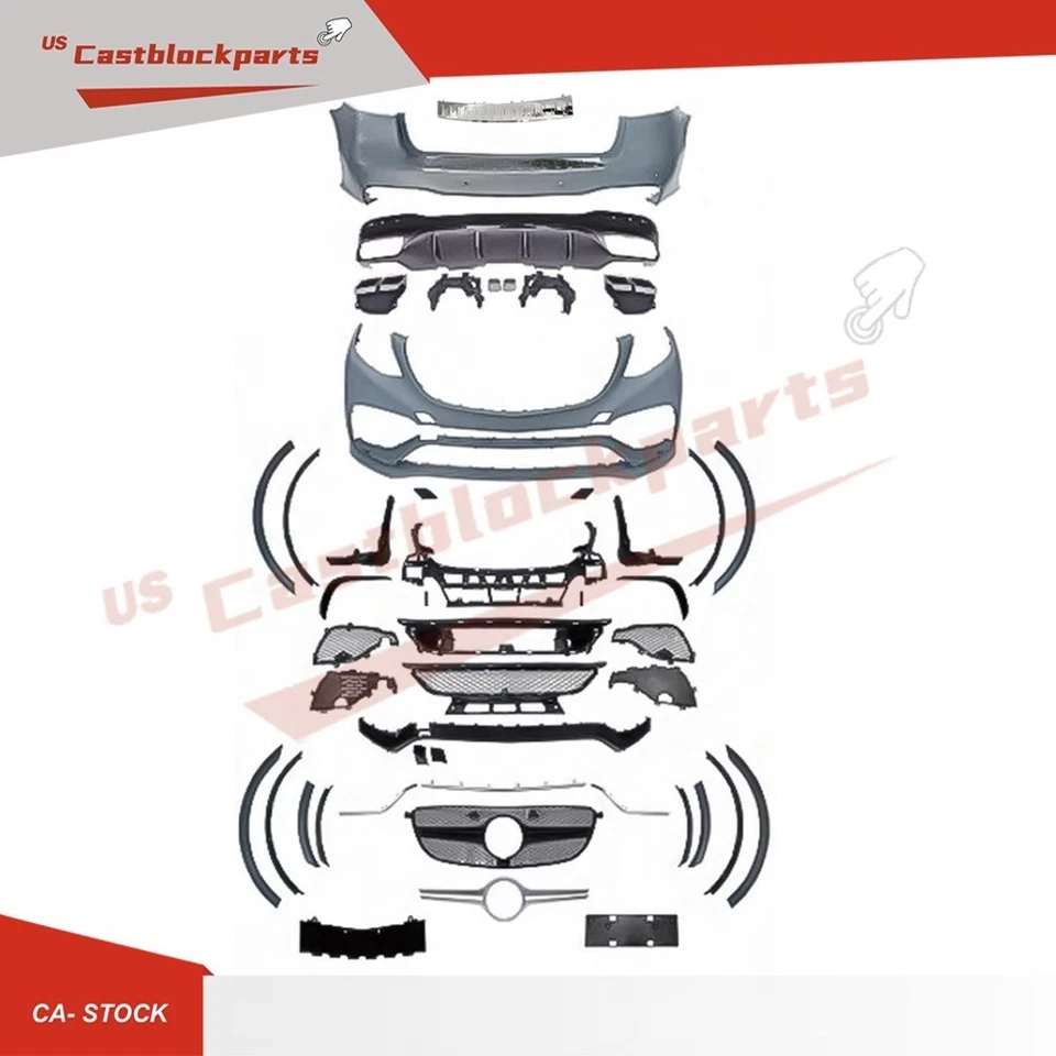 Kit de carrocería de parachoques completo estilo AMG Facelift GLE63 para Mercedes Benz GLE W166 15-19 Foto 2 de 4