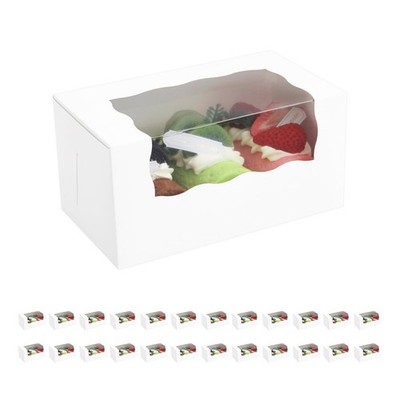 25 PCS 7x4x3.5-inch White Bakery Boxes with Window Pumpkin Roll Container