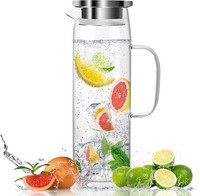 Glaskaraffe Mit Deckel 1.5 Liter, Wasserkaraffe Aus Borosilikatglas, Wasserkrug