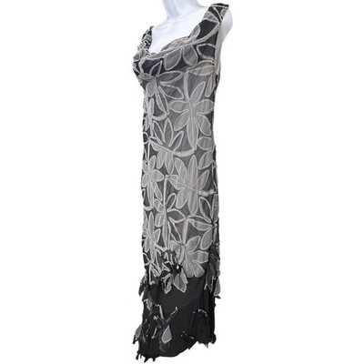 Romano 1874 Early Y2K Italian Eveningwear Sheer Floral Mesh Dress  Asymmetrical