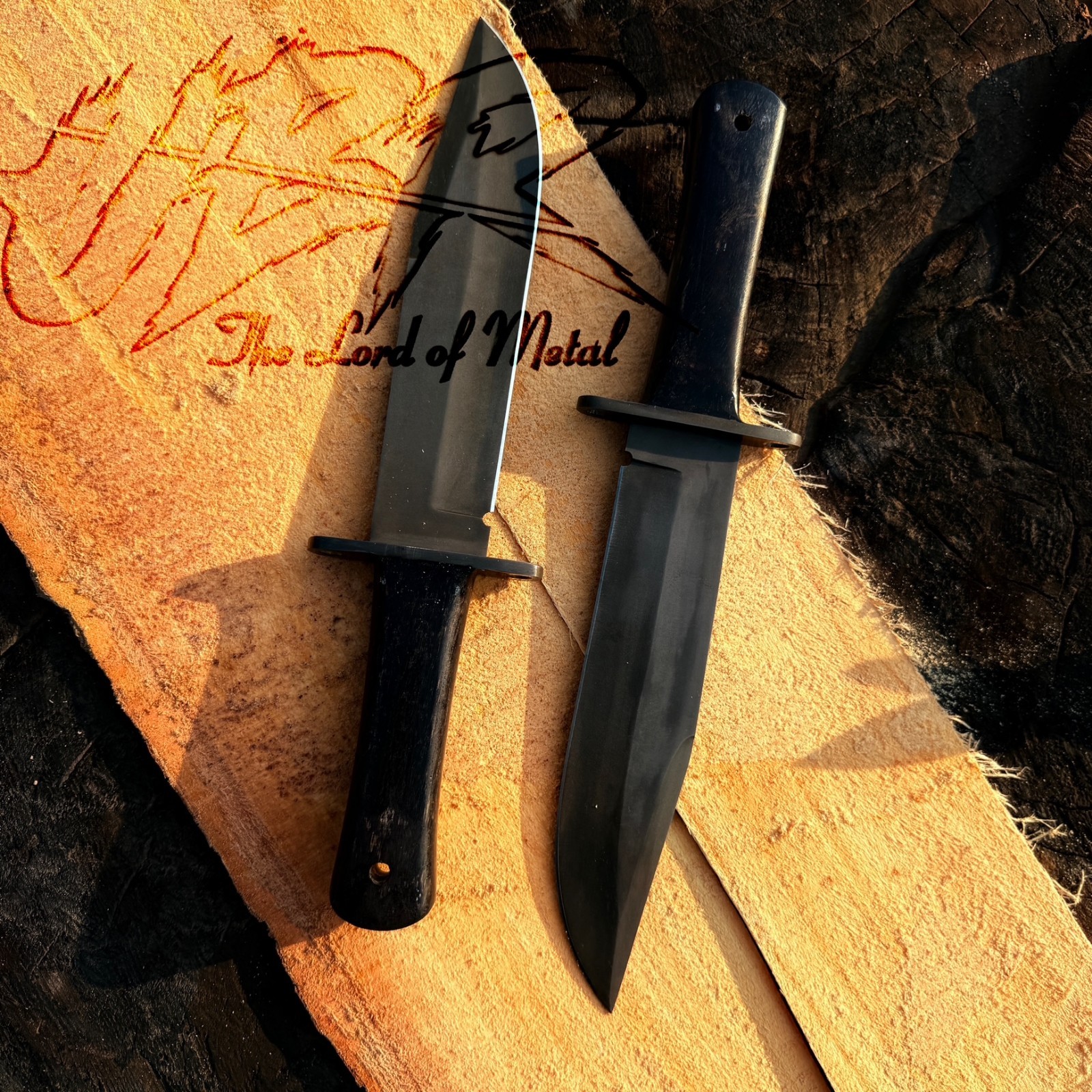 UBR CUSTOM HANDMADE HIGH CARBON STEEL HUNTING BOWIE KNIFE WITH LEATHER SHEATH