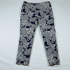 Talbots CHATHAM ANKLE PANTS Women's Sz 10P 32x26 Blue  White Paisley Print