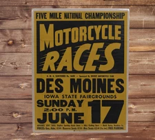 1960s Iowa Fairgrounds AMA Motorcycle Race Poster! Flat Track Motorbike Racing