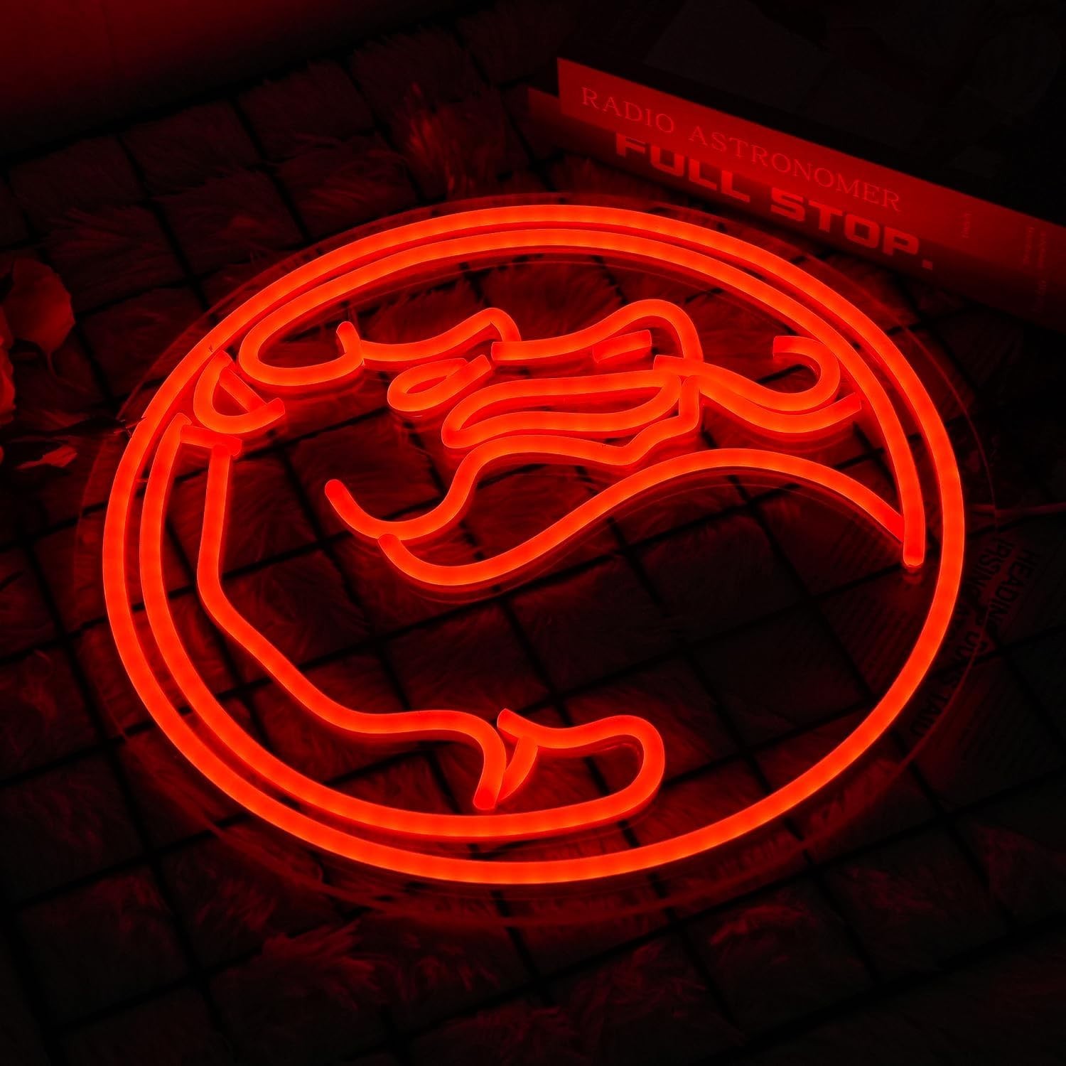 Red Dragon Neon Sign LED Wall Light Dimmable Gamer Decor for Man Cave Game Room