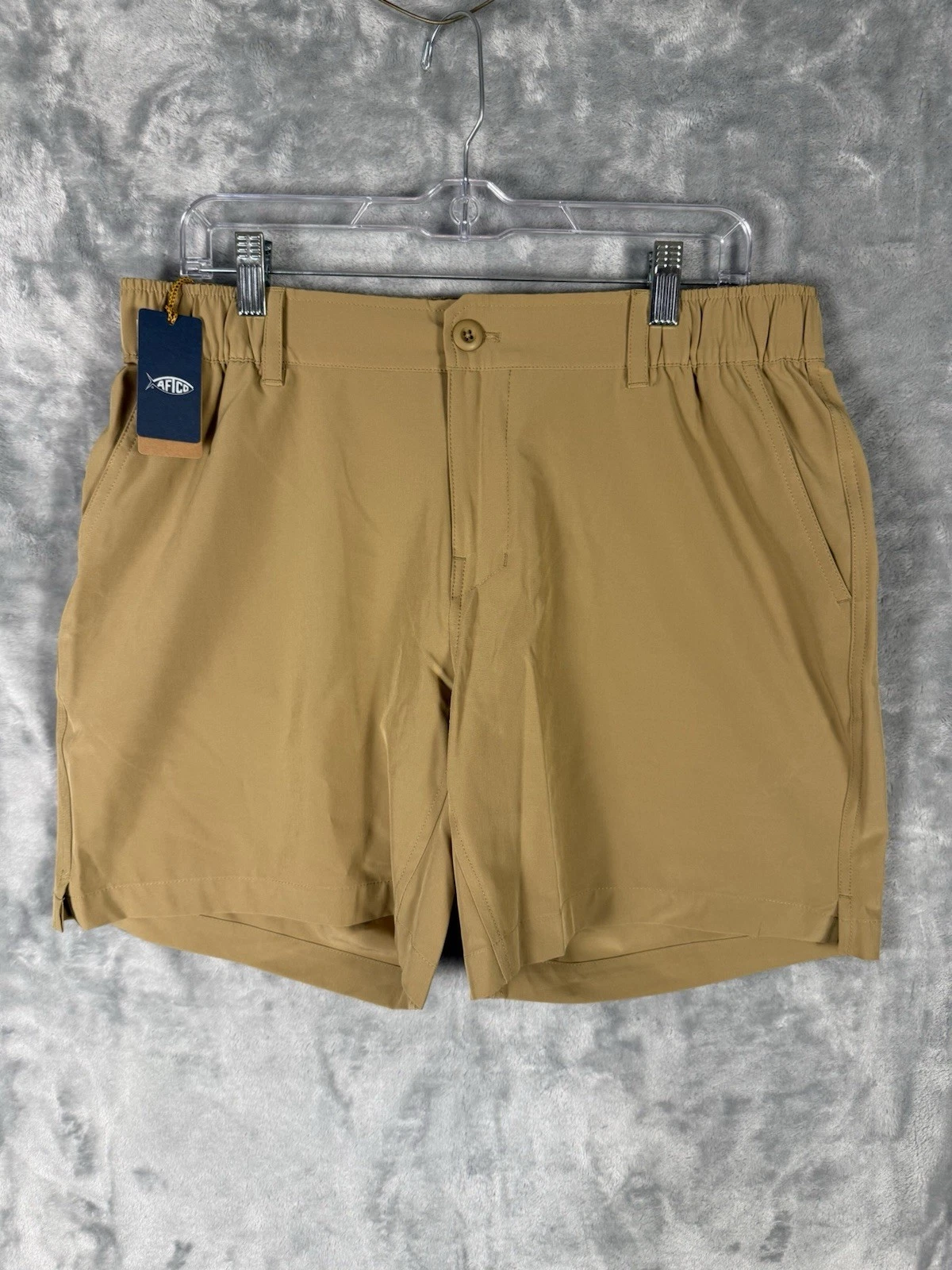 AFTCO Everyday Fishing Shorts Stretch Tan Brown Men's Size Large Hiking NEW