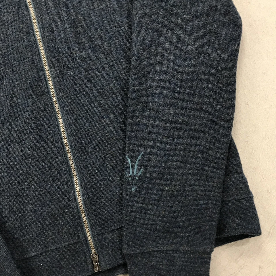 Suéter Ibex Para Hombres Pequeño Azul Scout Jura Chaqueta de Lana Merino Cremallera Completa Logo Exterior Foto 3 de 4