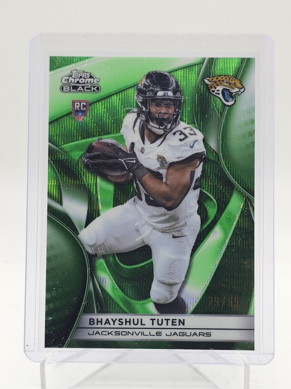 BHAYSHUL TUTEN 2025 TOPPS CHROME BLACK ROOKIE GREEN WAVE /99 JAGUARS A Q7485