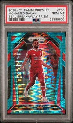 2020 PRIZM EPL  | TEAL BREAKAWAY PRIZM [#2/49] Mohamed Salah Liverpool PSA 10