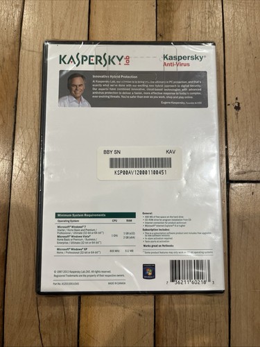 KASPERSLab Anti-Virus Protection PC Computer Security Software - NEW SEALED - Picture 3 of 3
