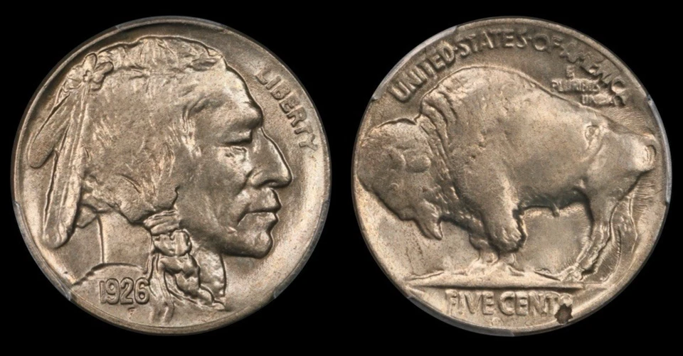 Монета номиналом 5 центов 1926 D с изображением буйвола КАК НОВАЯ PCGS MS64 дефектная планшетка «КЛЮЧЕВАЯ ДАТА КАК НОВАЯ С ОШИБКОЙ» - Изображение 3 из 4