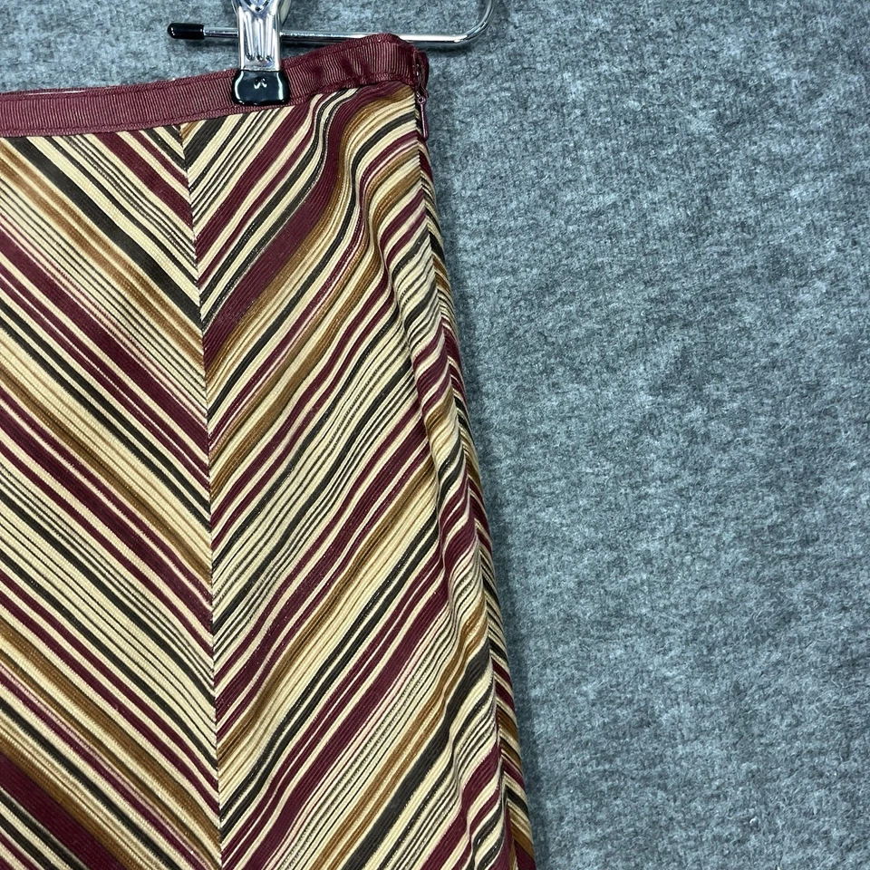 Falda Halógena Pana Y2K Talla 0 Borgoña Marrón Rayas Línea A Boho Años 70 Inspirar Foto 3 de 4