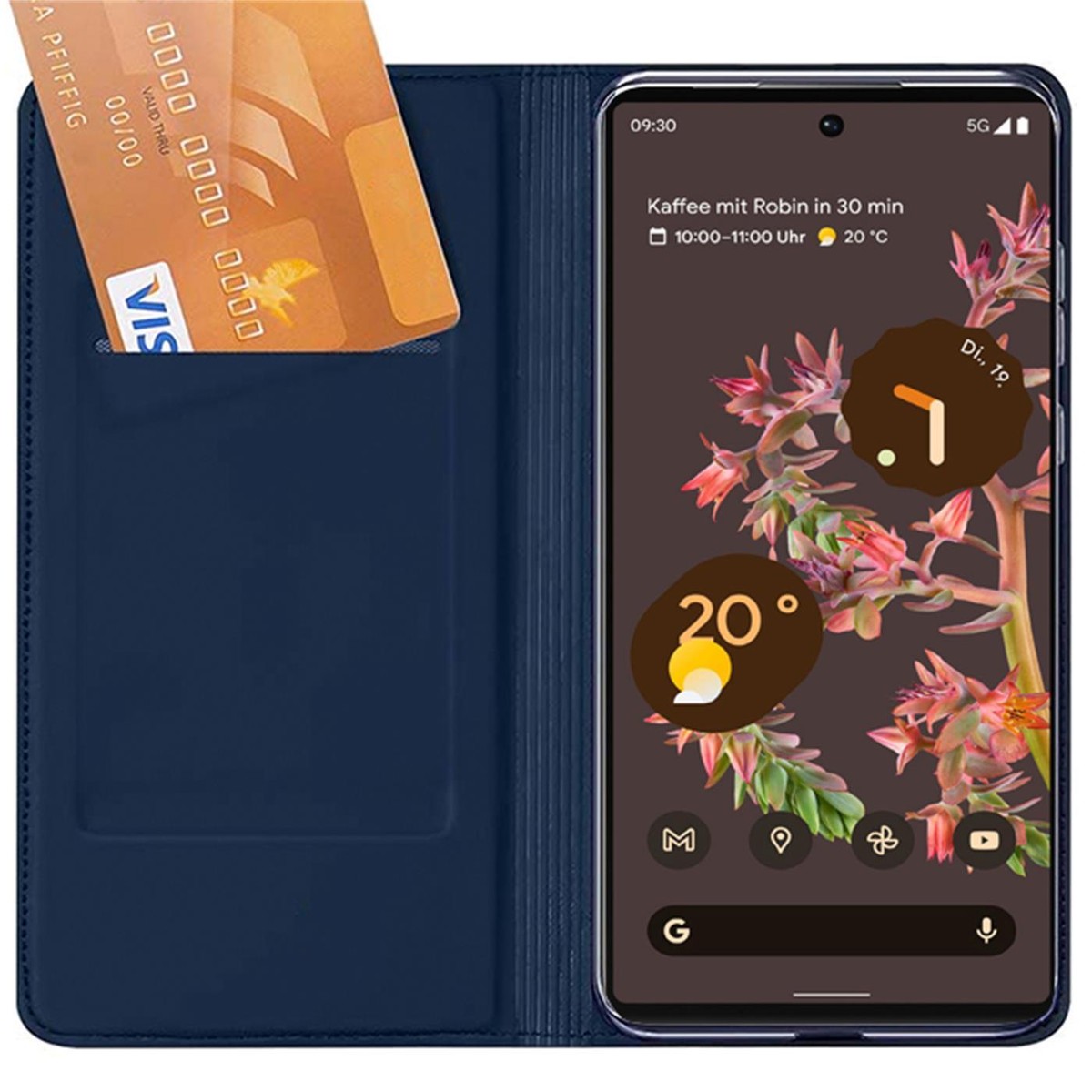 DG.MING Leder-Handyhülle Für Google Pixel 7A – 2-in-1 Brieftaschenhülle Mit Magnetverschluss, Grau