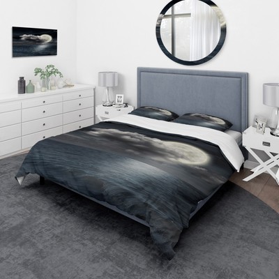 Designart 'Full Moon In Cloudy Night Sky VI' Nautical &