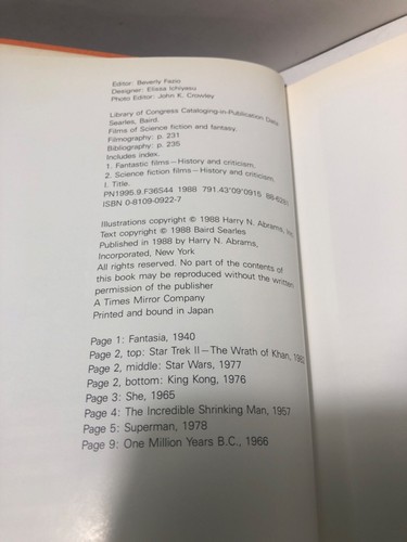 Book:  Films Of Science Fiction And Fantasy by Baird Searles - 1988 Hardcover - Foto 5 di 5