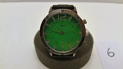 Mens Watch Madd Style Big Steel Blue Black Green Face Silicone Band 