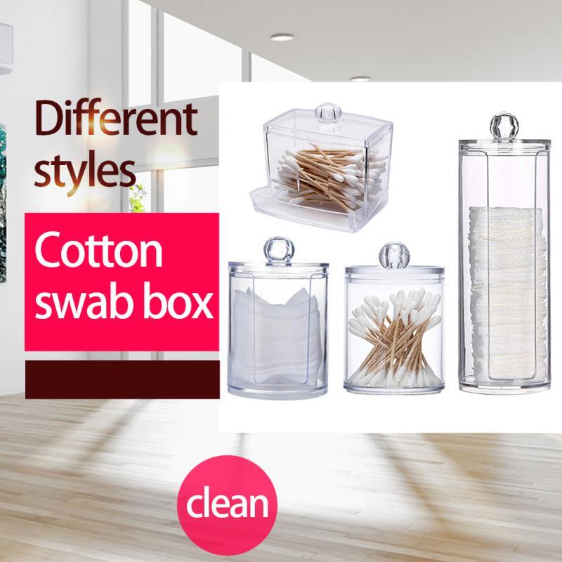 Acrylic Storage Box Bathroom Jar Makeup Organizer Cotton Round Pad Holder Cotton