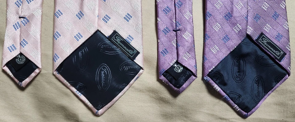 Set of 2 Faconnable Men's Ties Pink & Purple Square Print Vivid - Image 4 of 4
