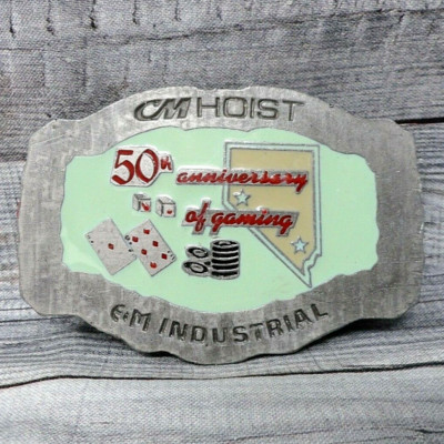 CM Hoist E&M Industrial Belt Buckle 50th Anniversary of Gaming Nevada    .CVB401