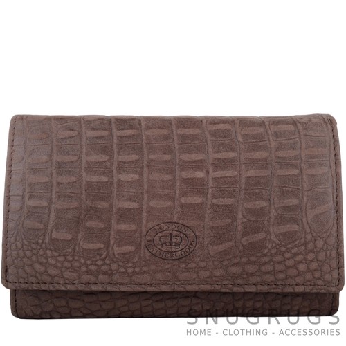 Ladies / Womens Large Matinee Style RFID Protected Purse with Crocodile Design - Picture 2 of 21