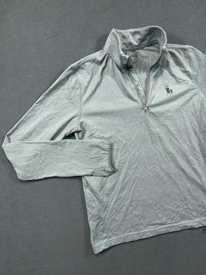 Camisa Polo Ralph Lauren Performance Niños Pequeña Gris Pullover 1/4 Cremallera Top Foto 2 de 4