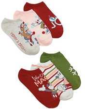 New Disney s Ladies 6 Pair Of CHRISTMAS No Show Socks MINNIE MICKEY MOUSE
