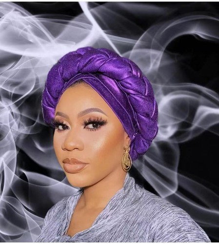 Hijab Braids Cap Aso Oke African Headtie Auto Gele Women Turban Hair Loss Hats - Picture 16 of 40