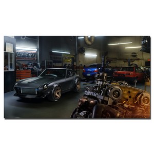 Classic Car Shop Wallpaper