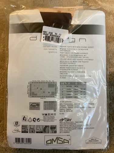 OMSA Design Fashion Tights Bordeaux M New - Picture 2 of 2