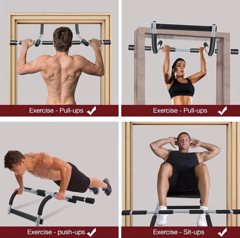Фитнес мульти тренажерный зал дверной проем подтягивающийся бар и портативная спортивная система (белый и черный) - Изображение 2 из 4