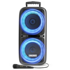 Dolphin SP-2120RBT Dual 12" Portable & Rechargeable Karaoke Party Speaker Lights