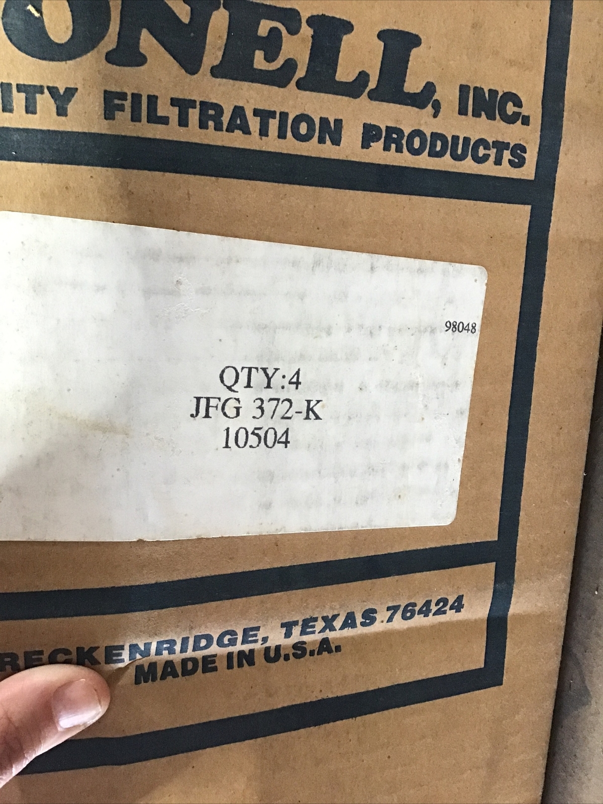 Jonell Inc Filter JFG 372K, Lot Of 4, 4 1/2” X 6ft eBay