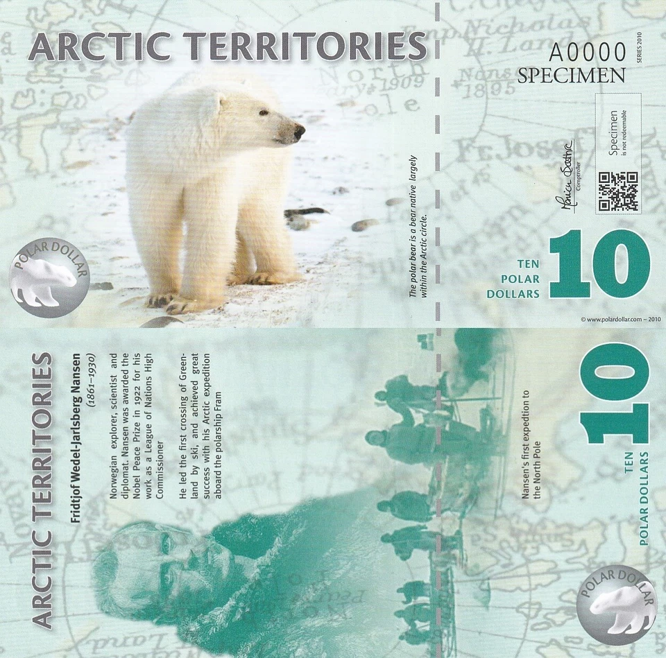 Arctic Territories 10 Dollars 2010 Polymer Specimen UNC - Image 3 of 3