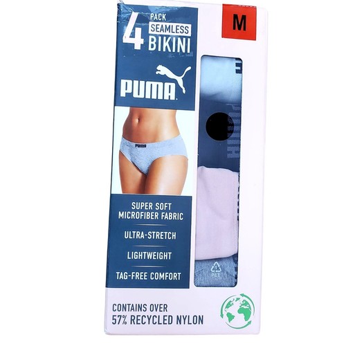 PUMA Med Underwear 4-Pack Seamless Bikini Underpants Medium Coverage Panties