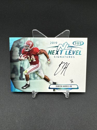 2019 Sage Hit Football Next Level blau Eissignaturen Damien Harris Auto RC #1/1