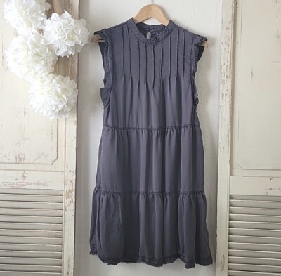 anthropologie denim ruffle dress Pilcro Square-Neck Denim Mini Dress