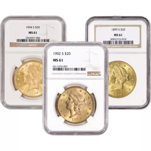 US Gold $20 Liberty Head Double Eagle - NGC MS61 - Random Date and Label