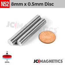 8mm x 0.5mm N52 Strong Round Disc Rare Earth Neodymium Thin Magnets 8x0.5mm