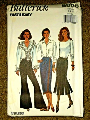 Vintage Miss Butterick 6806 Pattern Skirts Wide Leg Pants UNCUT FF Size ...