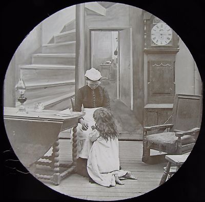 Glas magische Laterne Dia NELLIES GEBET NR 9 UM 1890 FOTO VIKTORIANISCHE GESCHICHTE